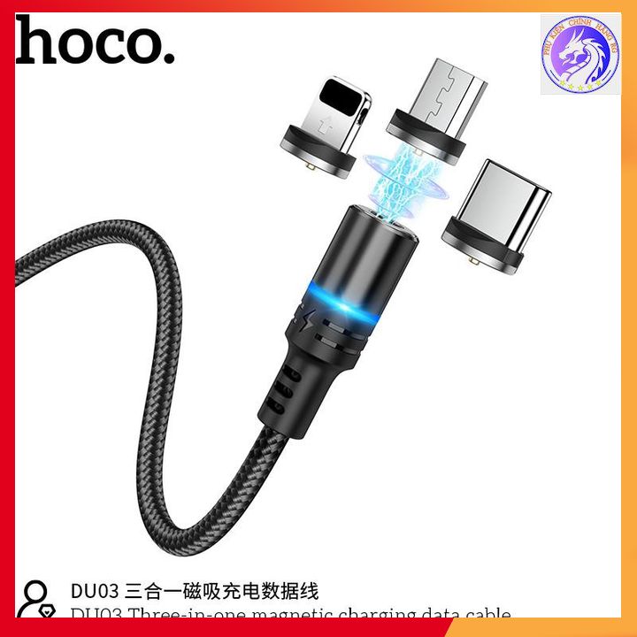   HCM Cáp Sạc Nam Châm 3 In 1 2A Hoco DU03 Thay Đổi 3 Đầu Lightning Type-C Micro Đầu Sạc Từ Tính Dễ Sử Dụng - Hàng Chính Hãng 