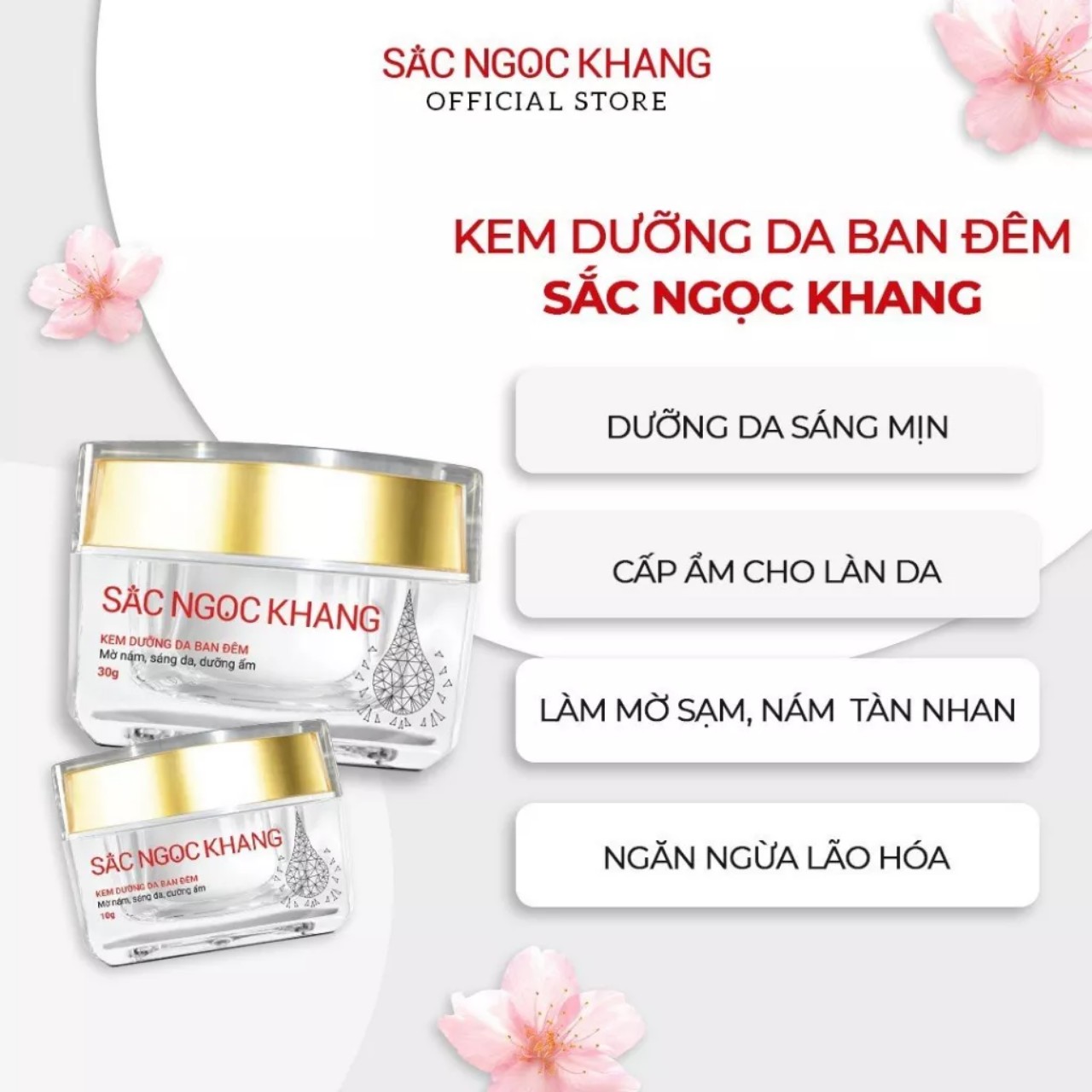 Kem dưỡng trắng da, nám sạm sắc ngọc khang 30g