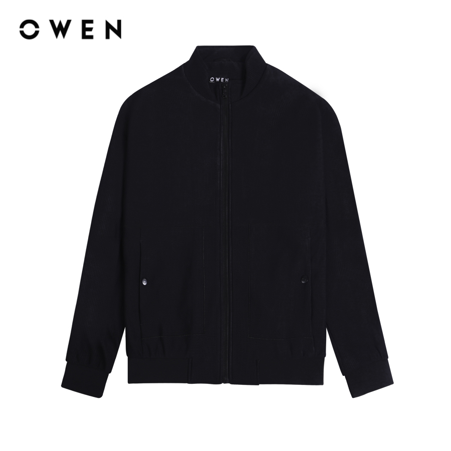 Owen - jacket regular fit jk231621 màu đen chất liệu polyester