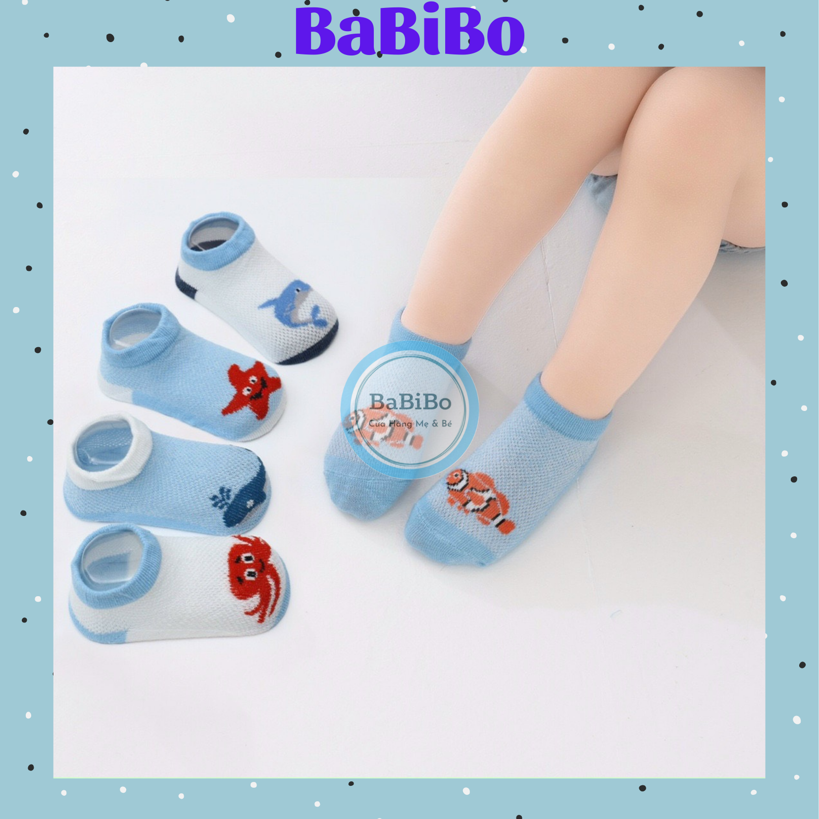 Sét 5 tất lưới hè thu cho bé / tất lưới đại dương - babibo