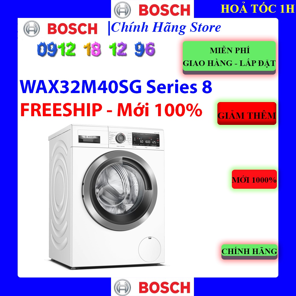 Bosch wax32m40sg - máy giặt antistain 10kg bosch hmh.wax32m40sg series 8