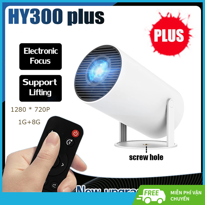 Máy chiếu mini độ phân giải Full HD âm thanh chân thực android 11.0 dùng xem phim giải trí gia đình HY300 máy chiếu Tự động lấy nét WiFi băng tần kép 1G+8G 1280 * 720P