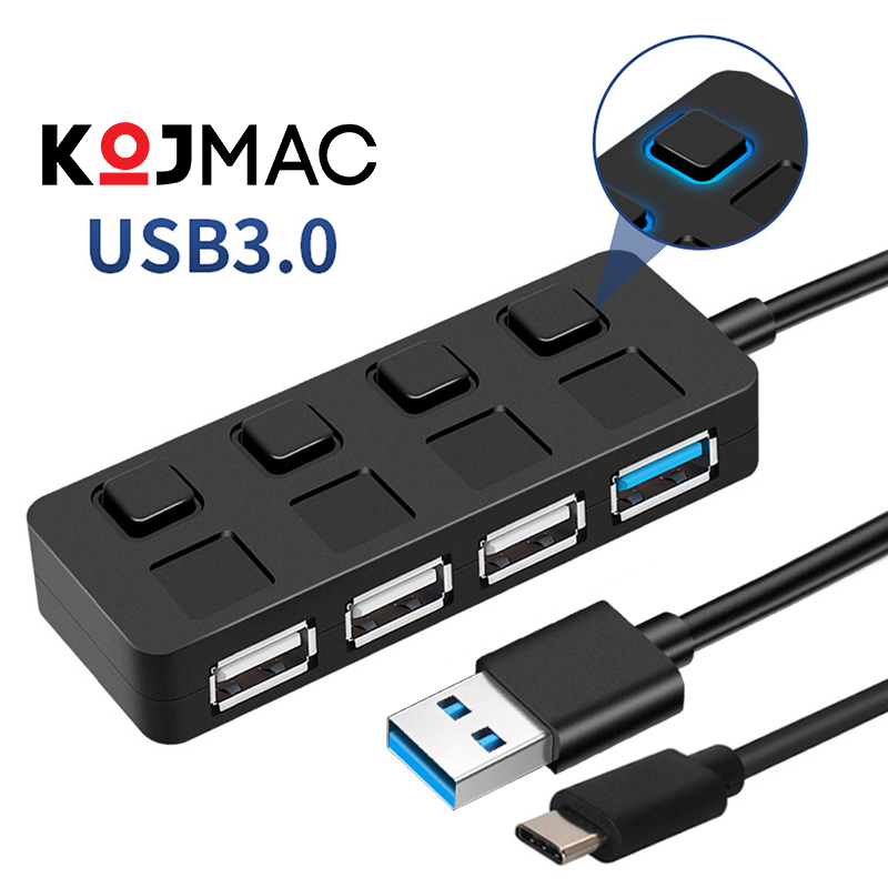  Hub USB 4 Cổng Công Tắc Đèn LED Tốc Độ Cao 3.0  Type C to USB Bộ Chia Cổng USB OTG USB Laptop Macbook,...  