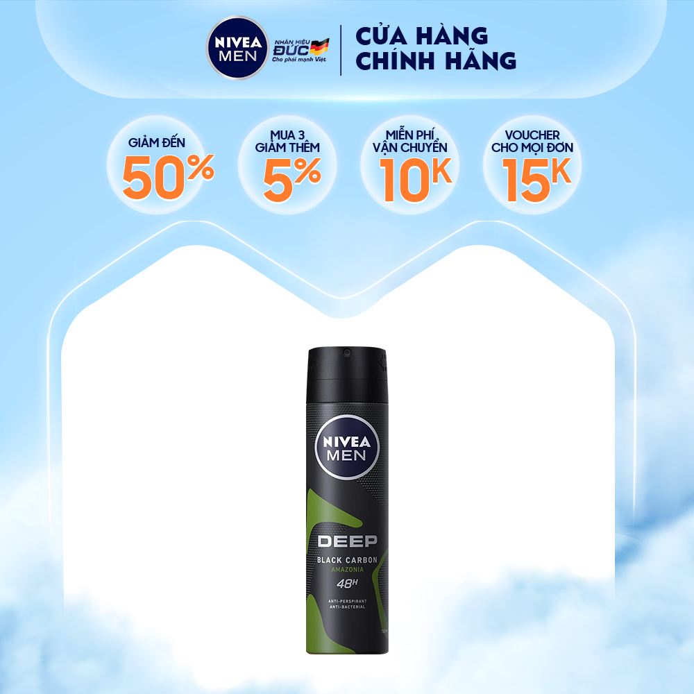 Xịt ngăn mùi Nivea Than Đen Hương Rừng Amazon 150ML - 85371