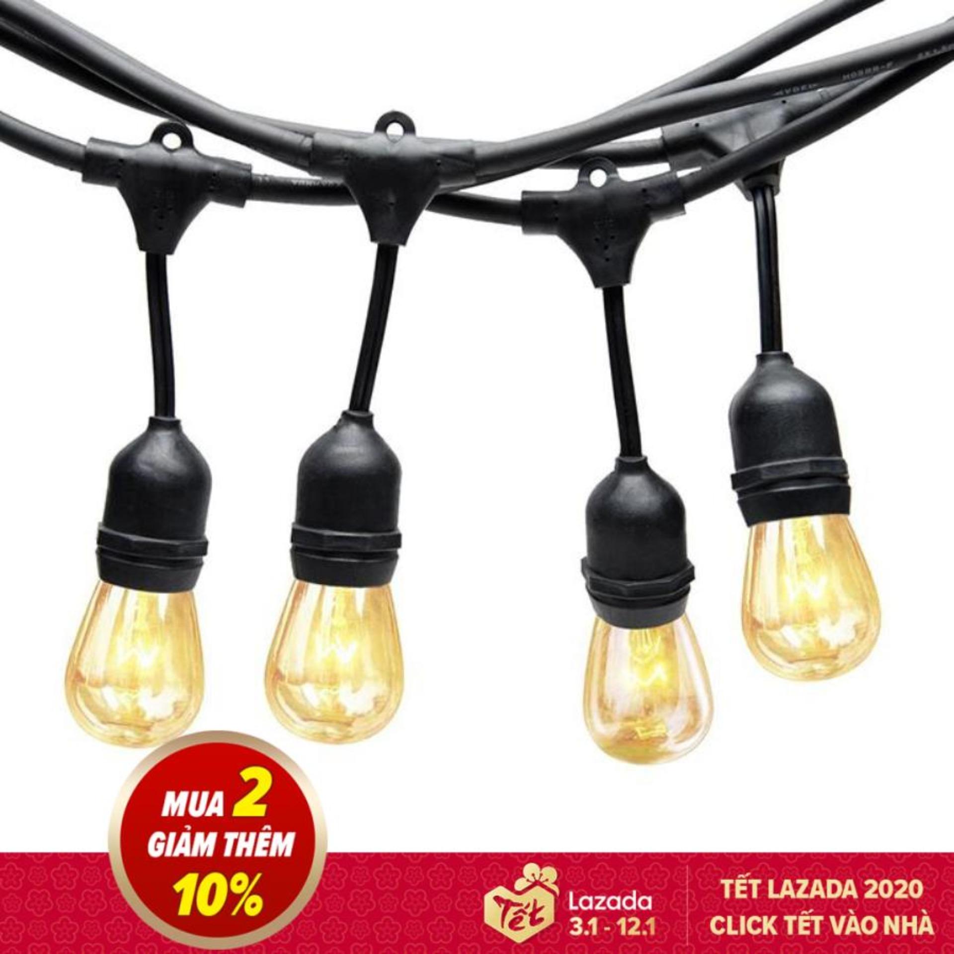 Bộ dây đèn thả ngoài trời 5 mét 10 đuôi Vintage - Không bao gồm bóng đèn