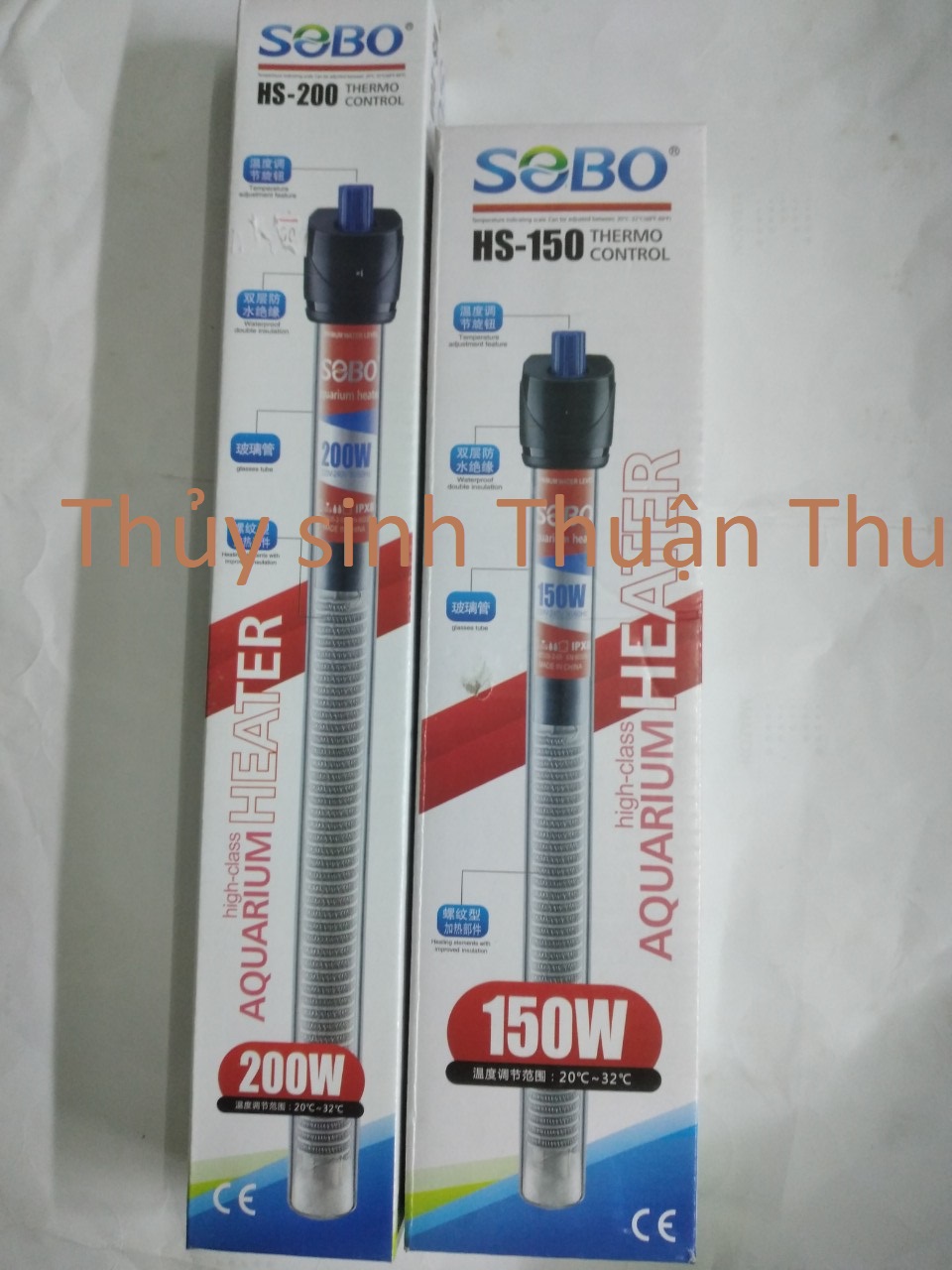 Sưởi cho hồ cá hiệu sobo vỏ thuỷ tinh hs-150, hs-200
