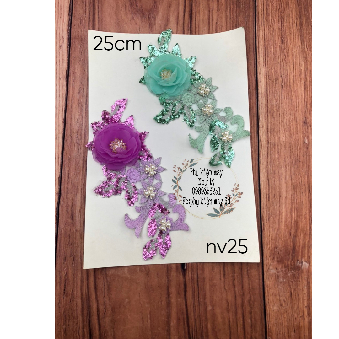 Tấm ren thêu kim sa 25cm