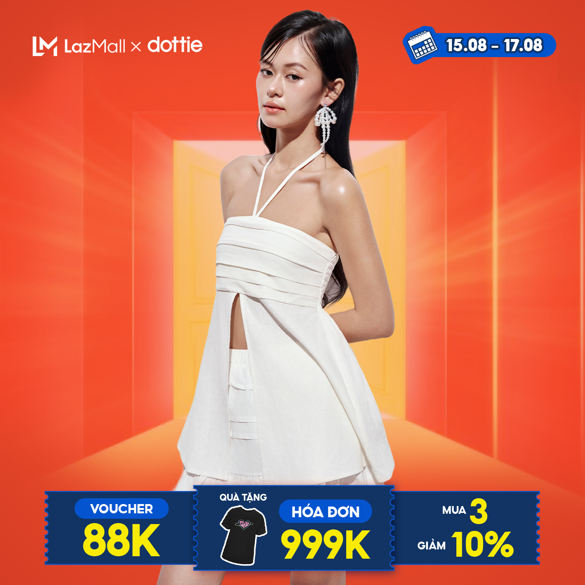 Dottie - áo kiểu vạt hở - trắng - t0890
