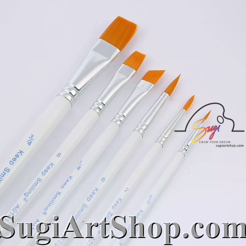 [SUGI ART SHOP] Bộ cọ vẽ Keep Smilling 6 cây thân trắng - A0101 LOẠI TỐT