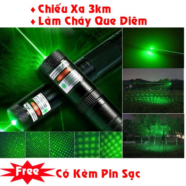 Đèn laser - bút laze lazer tia xanh / đỏ cực sáng công suất lớn chiếu xa 3km Tặng kèm Pin sạc bao gồm bộ sạc, có điều chỉnh hoa văn hiệu ứng ánh sáng
