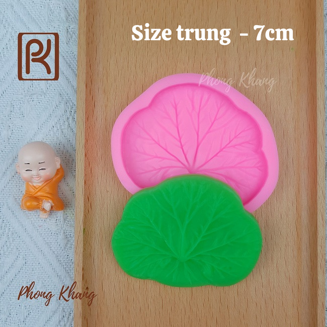 Khuôn silicon 4d Phong Khang làm rau câu hình lá sen tròn size trung