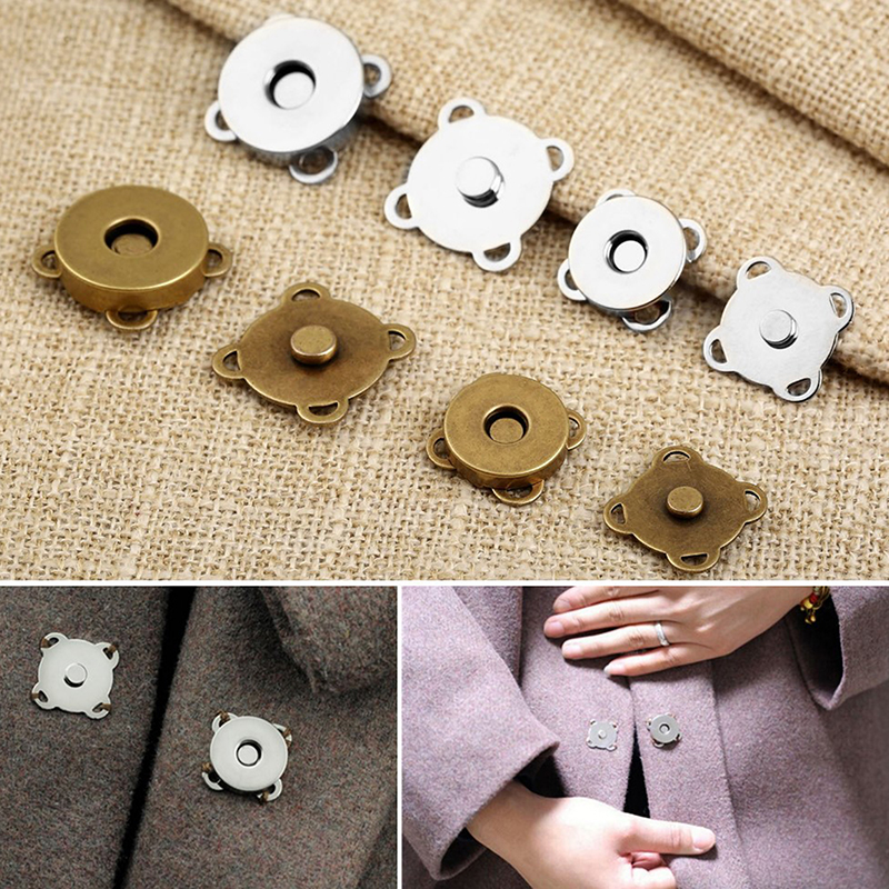 Nienue sun 10 bộ nút nam châm túi nút kim loại khóa hấp phụ tự động nam châm