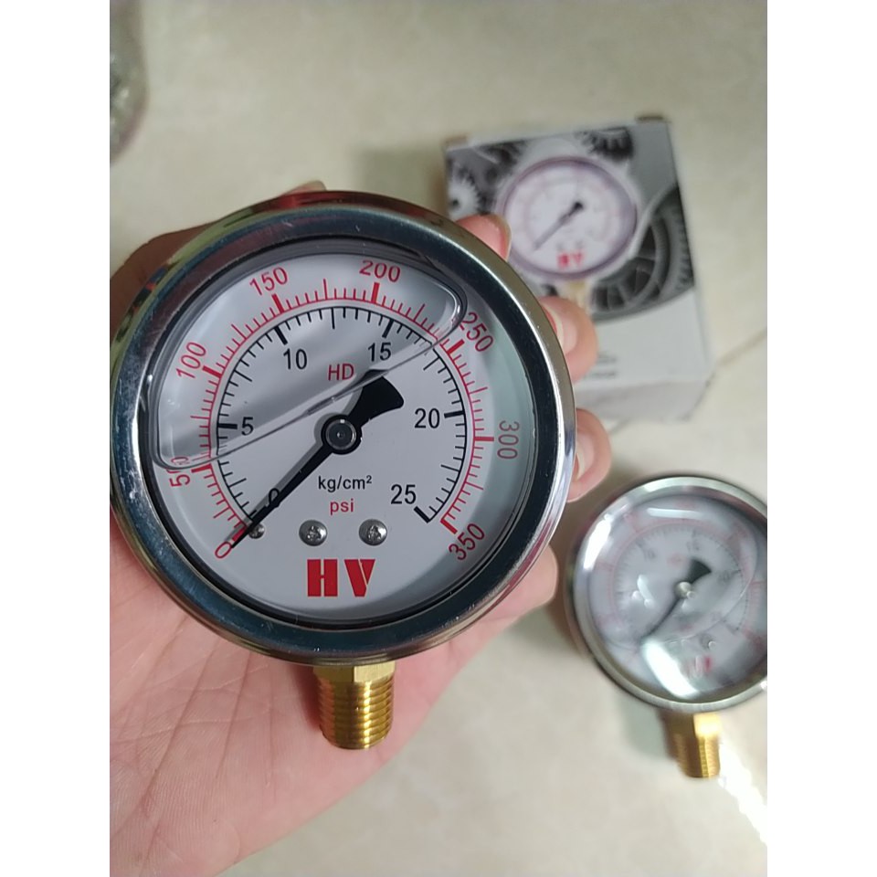 Đồng hồ mặt dầu hv đo áp suất 100kg, 500kg