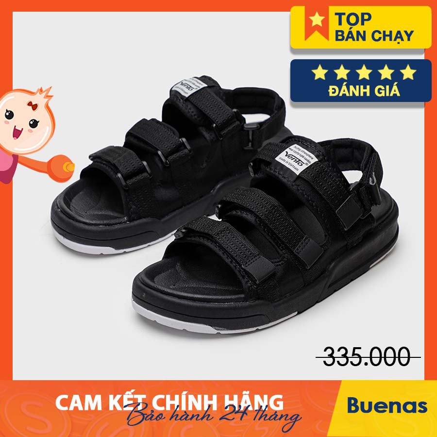 SANDAL VENTO CHÍNH HÃNG 1001-ĐEN TRẮNG 01- giày dép quai hậu nam nữ đi học