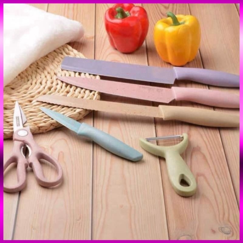 💕FREESHIP💕 Bộ dao nhà bếp lúa mạch 6 món kháng khuẩn - Bộ Dao Lúa Mạch 6 Món tặng kèm Hộp Đựng Cao Cấp tiện dụng - Tổng kho giao dụng Ngọc Bình