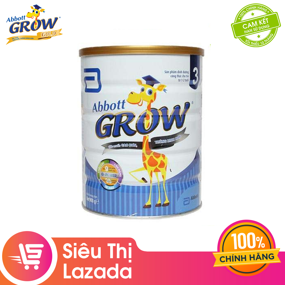 Sữa bột Abbott Grow 3 900g cho trẻ 12-24 tháng cung cấp đầy đủ dưỡng chất bổ sung canxi giúp răng chắc khỏe và tăng chiều cao vượt trội-Giới hạn 5 sản phẩm/khách hàng