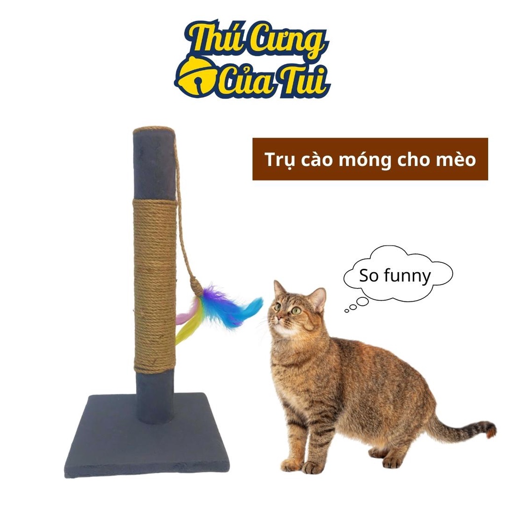 Trụ Cào Móng Cho Mèo Cattree Dây Thừng Có Lông Vũ Cho Mèo Vờn - Thú Cưng Của Tui