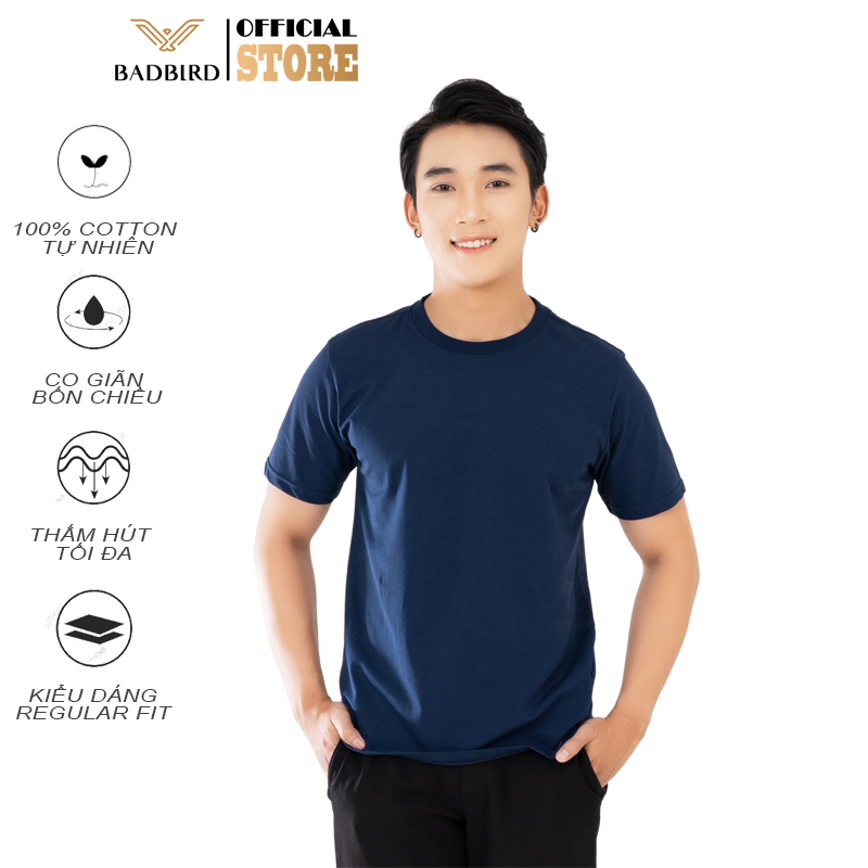 Áo Thun Nam Cotton Spandex CAO CẤP cổ tròn, co giãn 4 chiều, thấm hút, khô thoáng, Regular Fit, Thương hiệu Việt BADBIRD