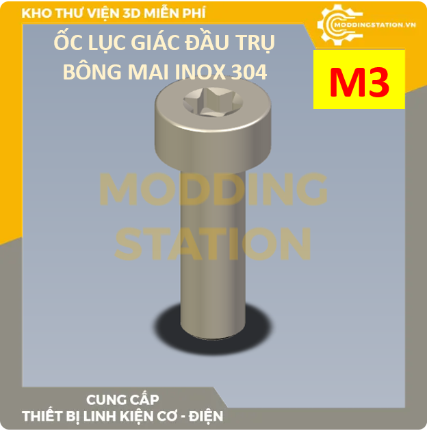 Ốc lục giác đầu trụ bông mai inox 304 size m3x5mm, m3x6mm, m3x8mm, m3x10mm, m3x12mm, m3x16mm - moddingstation - freeshipmax