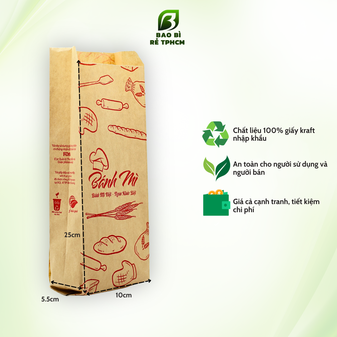 Túi giấy đựng bánh mì mt nâu 1000 túi