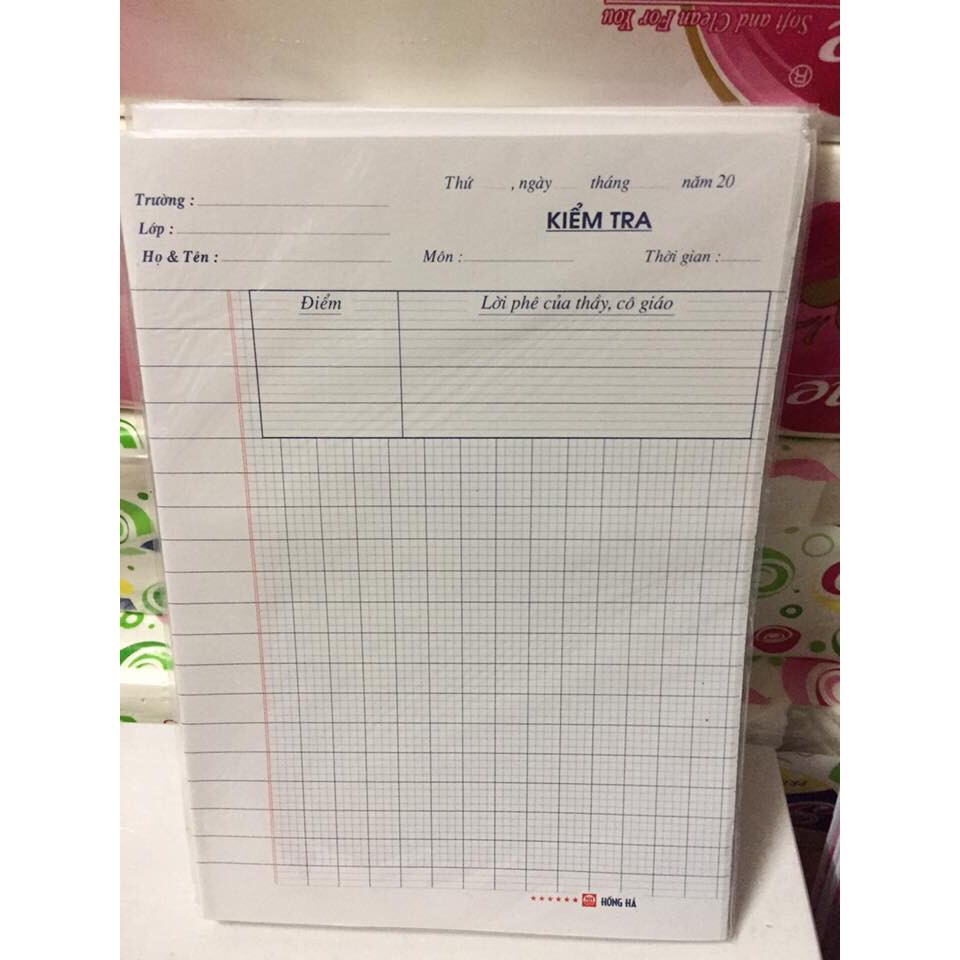 1 túi giấy kiểm tra cấp 1,cấp 2 hh