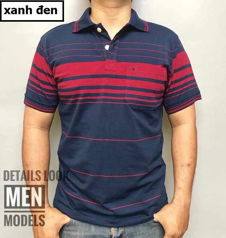 ÁO THUN NAM SỌC NGANG COTTON PHỐI TÚI (nhiều màu)