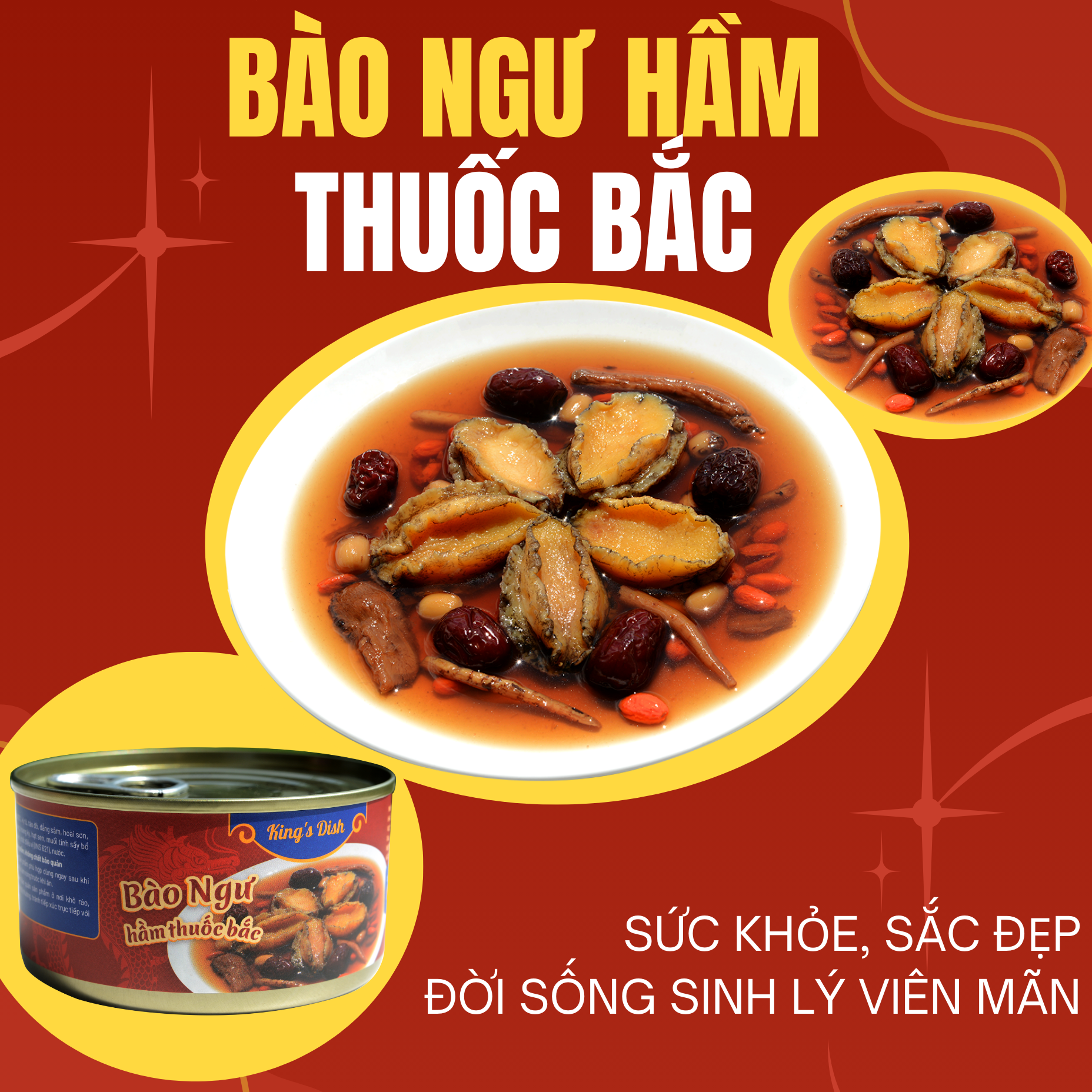 Bào Ngư Hầm Thuốc Bắc KING'S DISH 200g - Mua 5 tặng 3 Pate gan gà - Đặc Sản Hoàng Gia