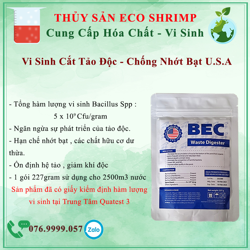 Combo 10 gói vi sinh BEC vi sinh cắt tảo độc , phân huỷ nhớt bạt ao nuôi tôm/cá #vi sinh BEC 227gr