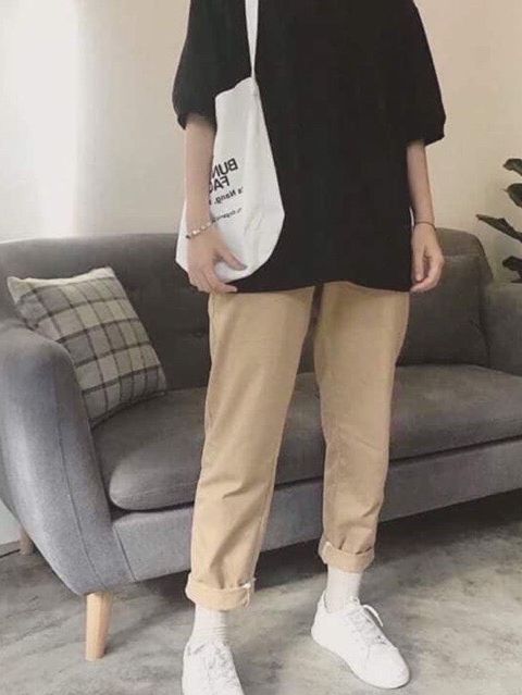 [HCM]Quần Kaki Xuông Sắn Gấu Thời Trang Teen Fashion Unisex Phong Cách
