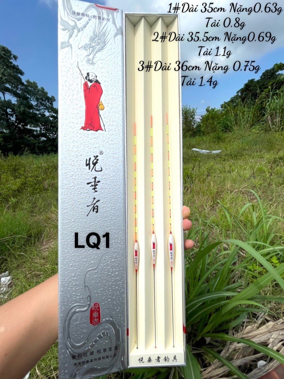 Bộ phao câu đài lông công đạt ma cao cấp hộp gồm 3 quả , phao câu cá , phao câu đài - dt fishing