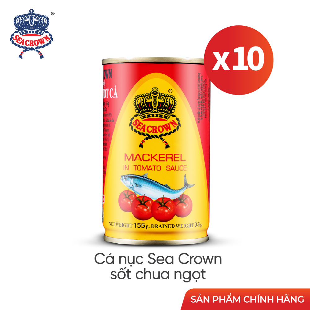 Cá hộp sea crown cá nục sốt cà - lốc 10 lon