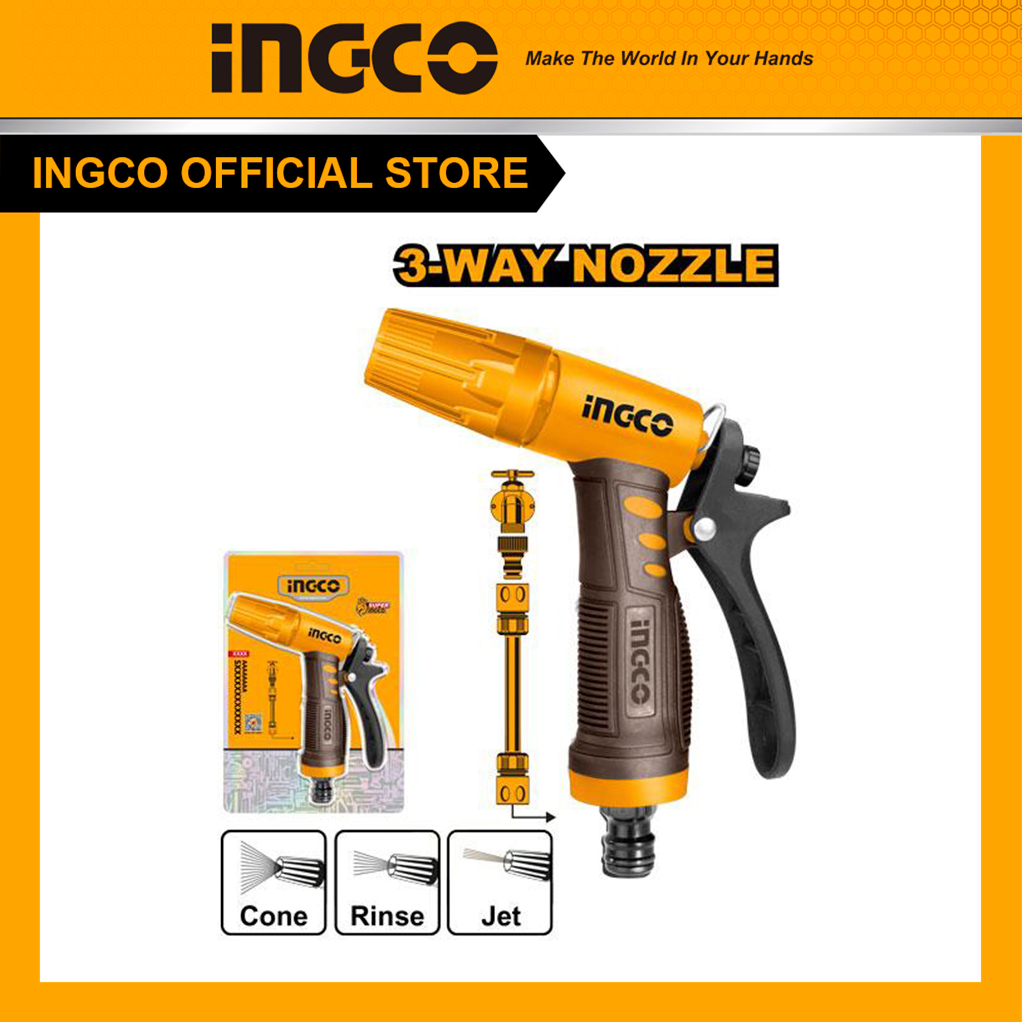  Vòi xịt đa năng tưới cây rửa xe INGCO HWSG032 3 kiểu phun 