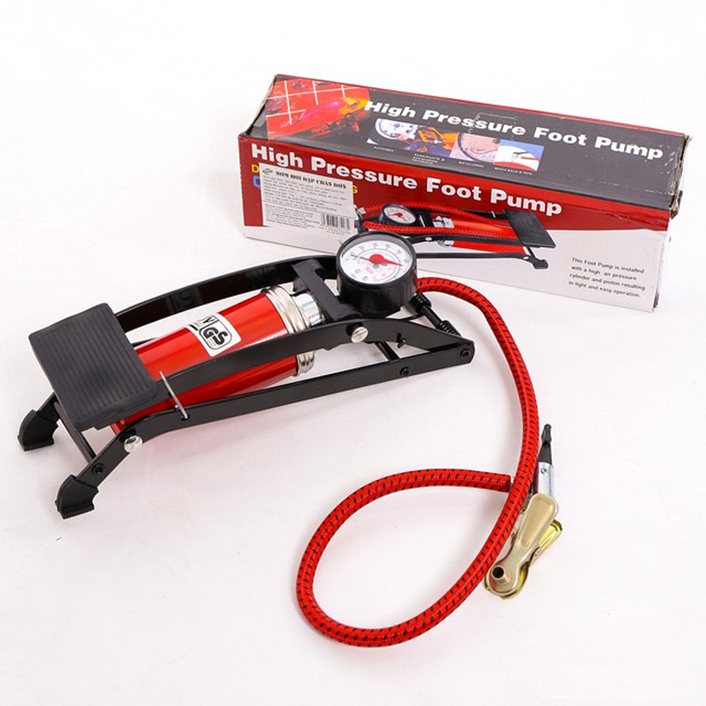 Bơm xe đạp xe máy - Bơm đạp chân tiện lợi