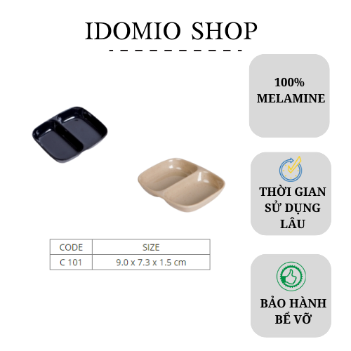 Chén chấm hai ngăn màu đen/nâu