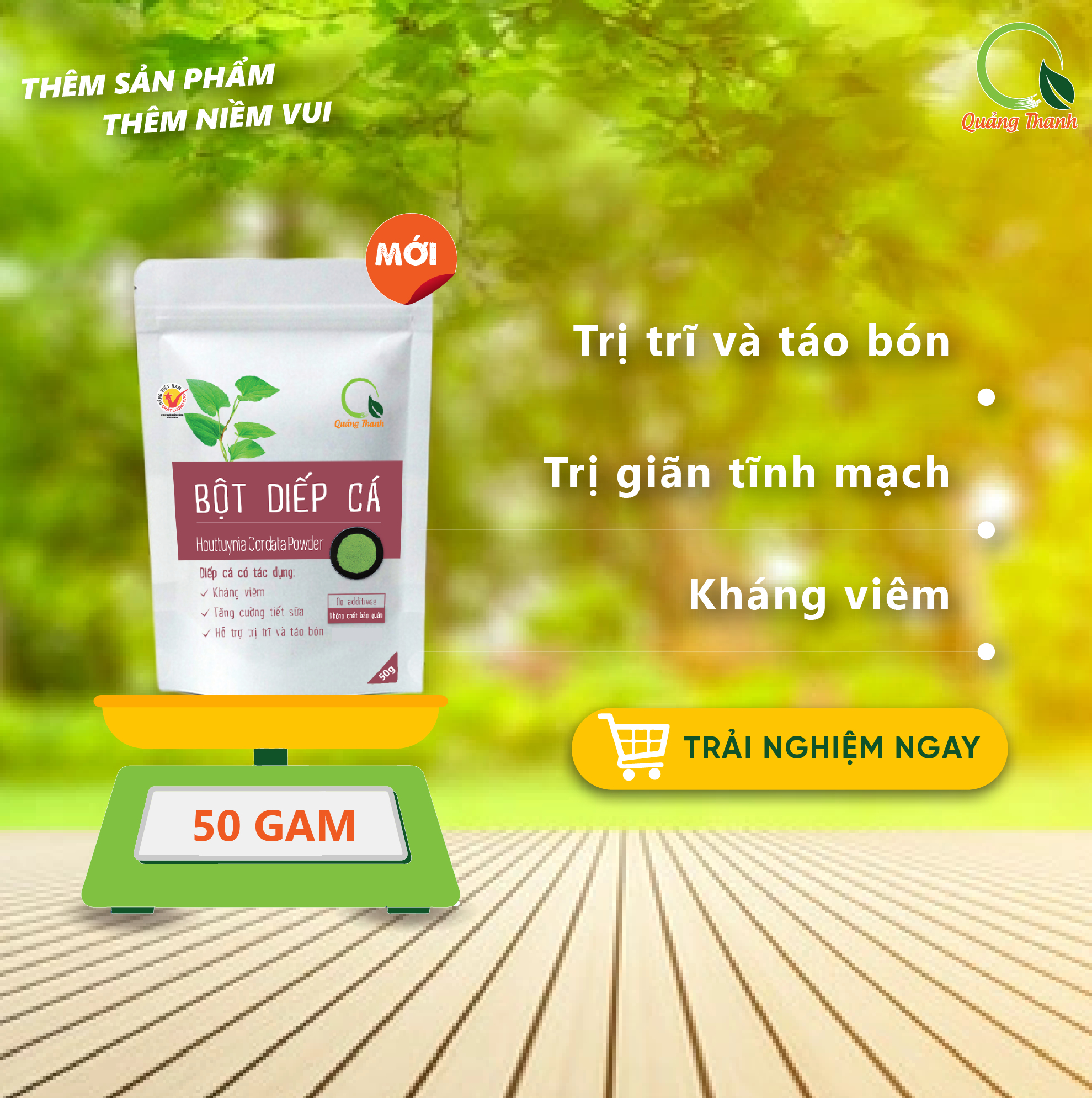Bột Diếp Cá Quảng Thanh sấy lạnh nguyên chất 50gr