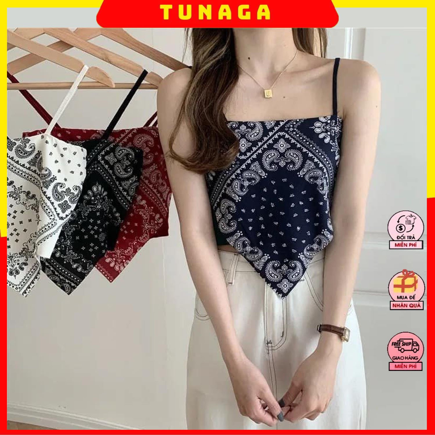 [HÀNG QUẢNG CHÂU] Áo Yếm Thổ Cẩm,Hai Dây Lụa Phối Len Motogh Mix Quần Short Nữ, Chân Váy Ngắn