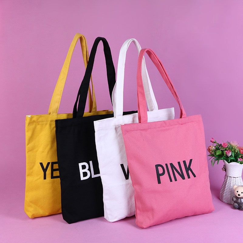 Túi Tote, Túi Vải Canvas Black, White, Yellow, Pink thời trang Hàn Quốc
