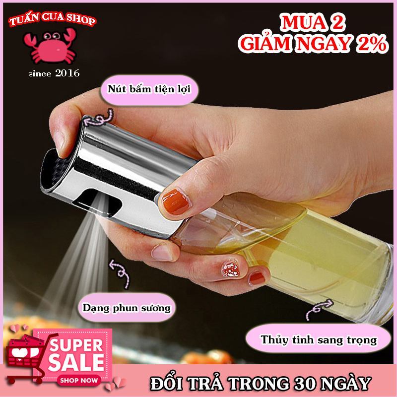 Bình xịt dầu ăn dạng phun sương cao cấp dung tích 100ml, phụ kiện nhà bếp, bình xịt dung dịch, máy phun dầu ăn (XDA01), tuancua