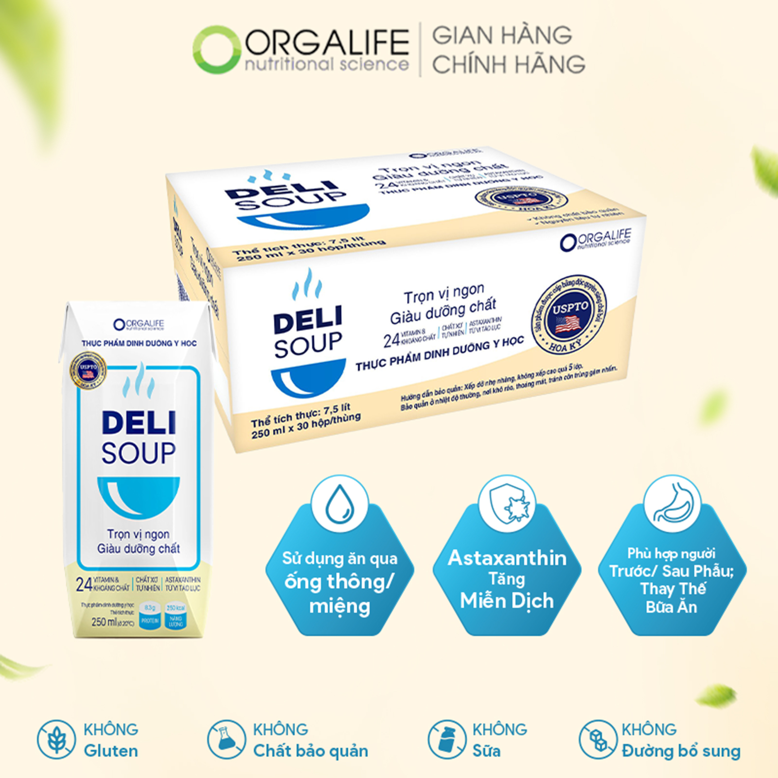 DELISOUP - Thay thế bữa ăn tăng hệ miễn dịch tiêu hóa tốt xương chắc khỏe - Thùng 30 Hộp x 250ML