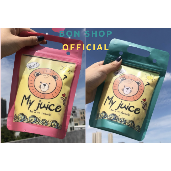 SET 10 Túi nước đựng Trà Sữa, Nước Trái Cây mẫu mới, hàng cao cấp dày dặn - Có kèm ống hút