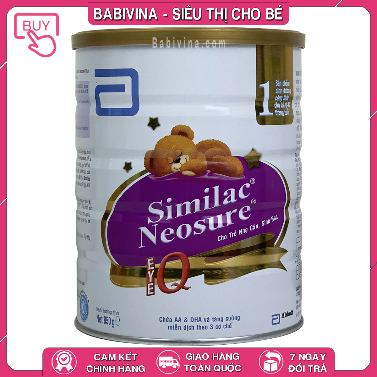 [CHÍNH HÃNG] Sữa Similac Neosure 850g | Trẻ 0-12 Tháng Tuổi, Sinh Non, Nhẹ Cân | Babivina