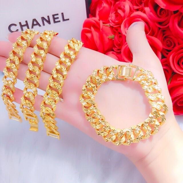 Lắc tay nữ kiểu chạm mạ vàng 24k