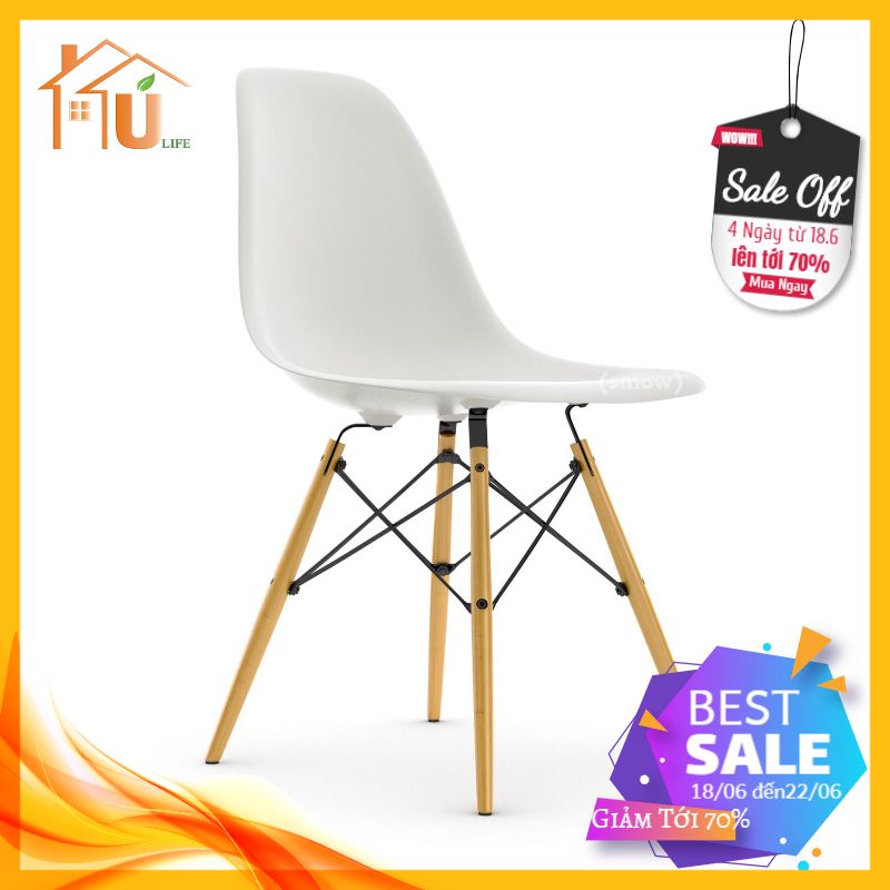 Ghế Eames nhựa chân đan gỗ  BC- 01 , ghế cafe vintage , ghế decor phòng , ghế bàn trà ngoài hiên mẫu mới 2020