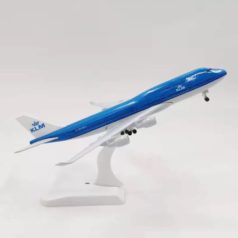 Airbus boeing b747 klm 20 cm hãng hàng không máy bay máy bay máy bay mô hình bằng hợp kim đồ chơi với bộ bánh đáp đồ chơi f bộ sưu tập
