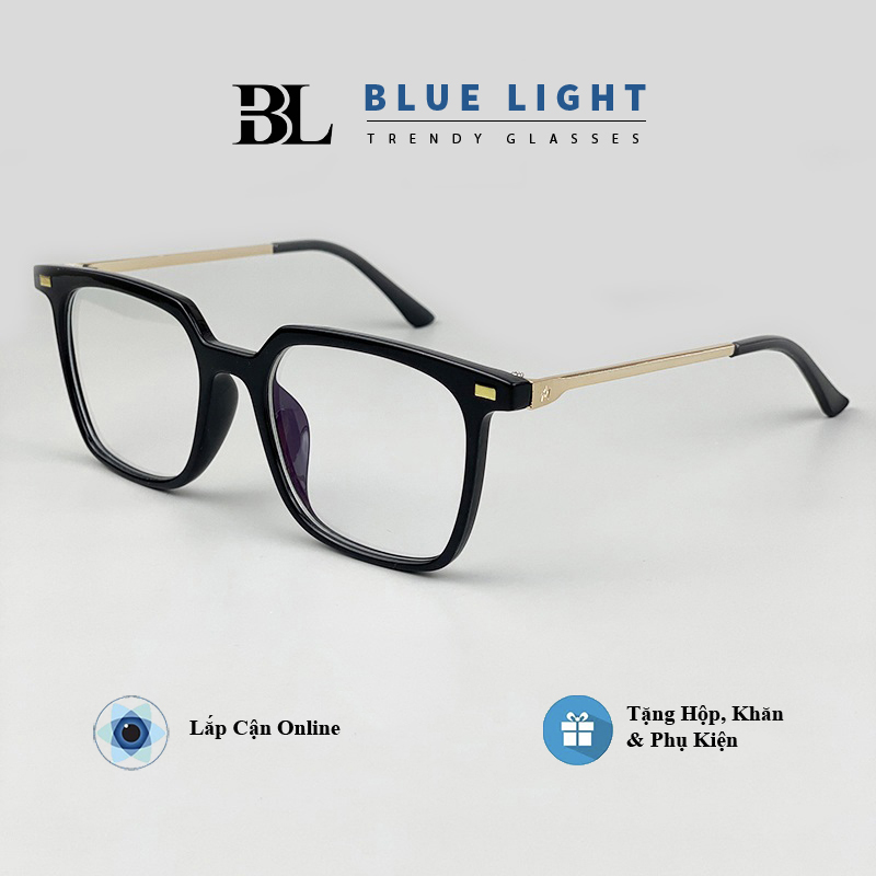 [Mã LAZXuhuong01 giảm 20K /149K] Gọng Kính Cận Kính Giả Cận Nam Nữ Mắt Vuông To Thanh Mảnh Gọng Vàng Hàn Quốc - BLUE LIGHT