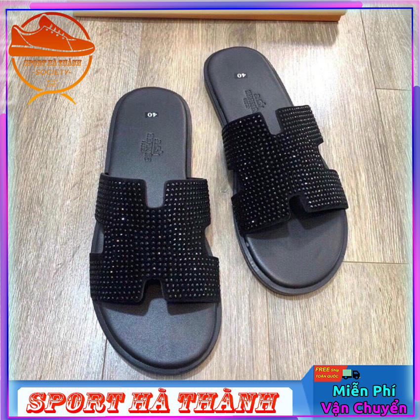 Dép nam quai ngang chữ H quai đính đá siêu ngầu phong cách thời trang SPORT HÀ THÀNH