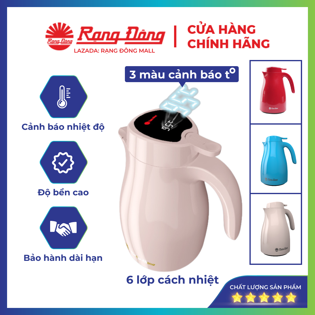 Phích nước rạng đông 1,5 lit, hiển thị nhiệt độ thông minh rd-1542 n3.e