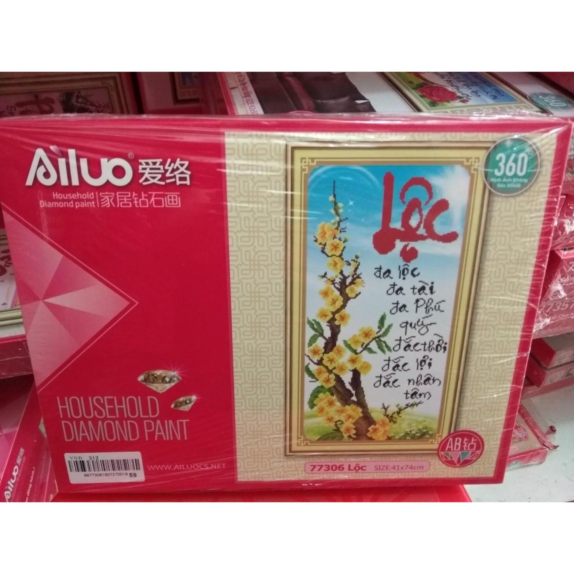 Tranh đính đá chữ lộc kt 41x70cm chưa đính