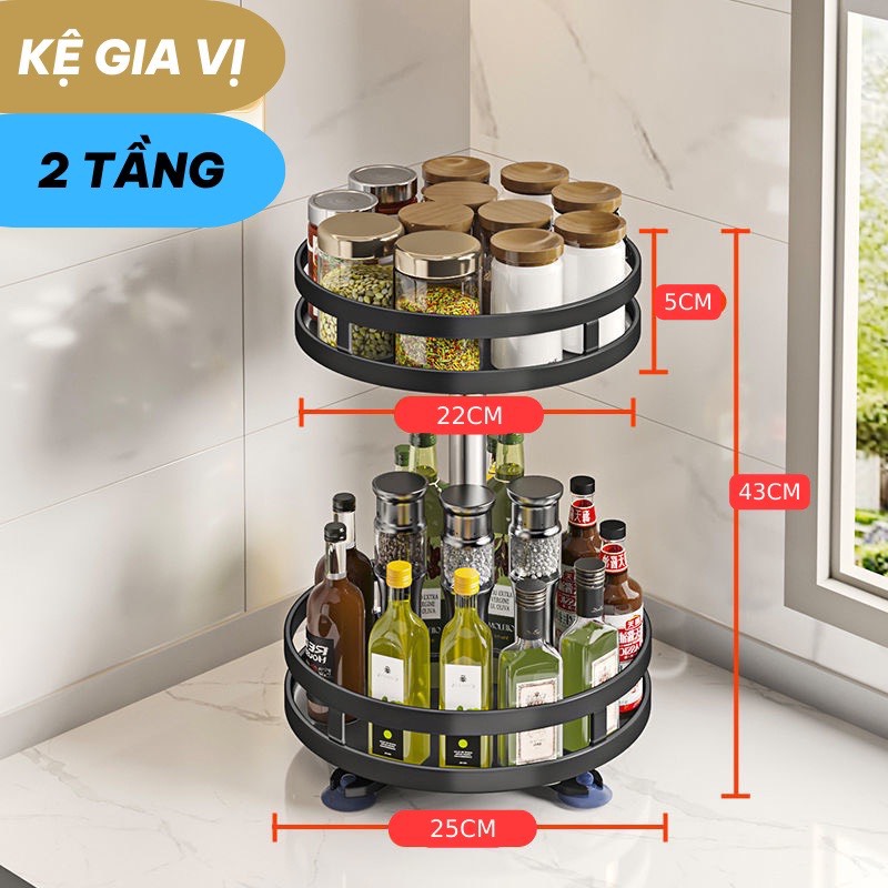 Kệ Gia Vị Xoay 360 Độ Đa Năng Thông Minh
