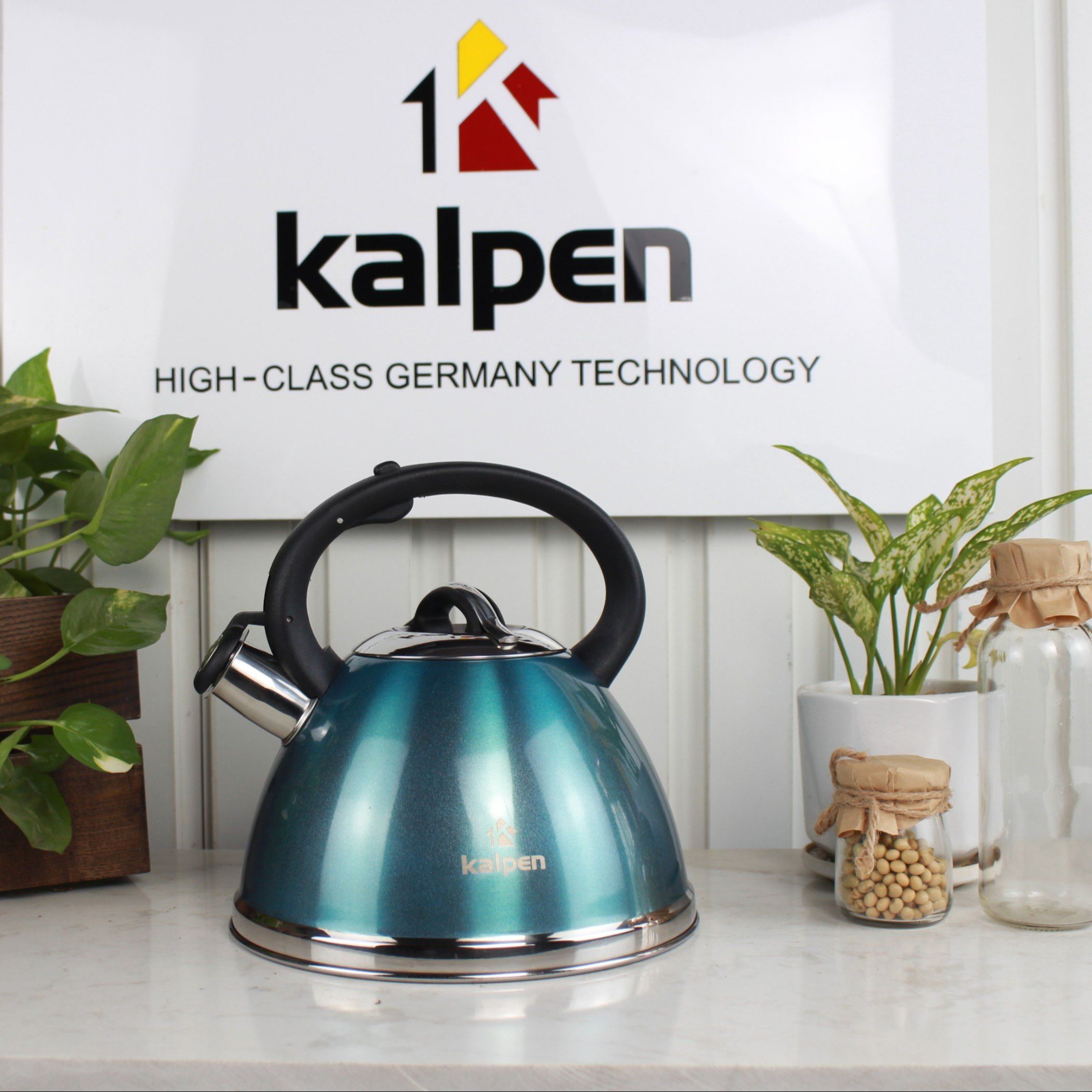 Ấm đun nước inox 304 5 đáy cao cấp Kalpen KK03 dung tích 3L còi báo sôi tự đông cho bếp từ, bếp ga..